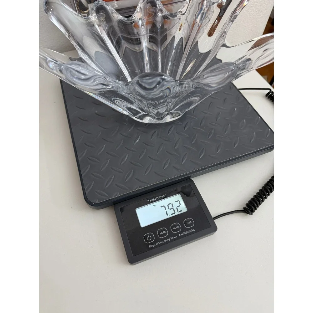 Vintage Heavy Lead Crystal Splash Bowl Large Clear Glass Centerpiece 16.5 Inch